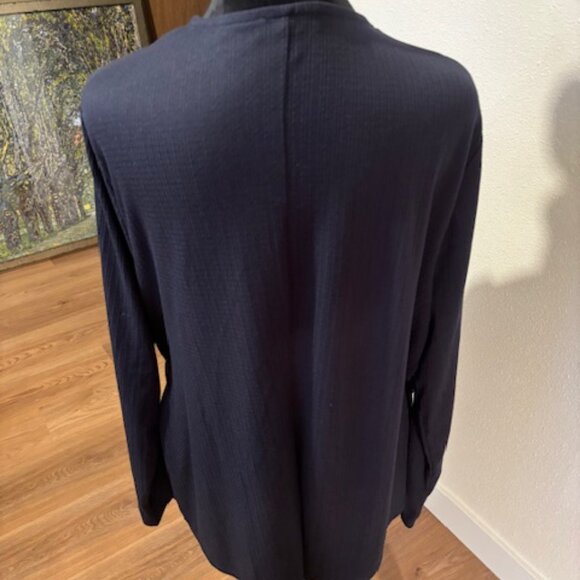 Lane Bryant Navy Blue Faux Wrap Rib Knit Long Sleeve Top EUC 18/20 - Picture 3 of 5